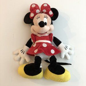 Large Authentic Disney Parks Classic Minnie Mouse Plush 18” Red Polka Dot Dress